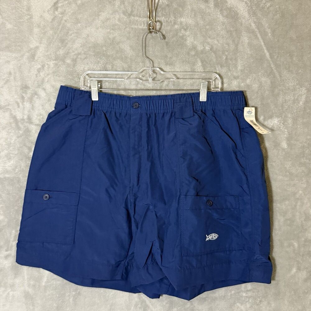 NWT AFTCO M01 Men Navy Blue 7- Pocket Fishing Shorts Size 42 UPF 50 Aftech